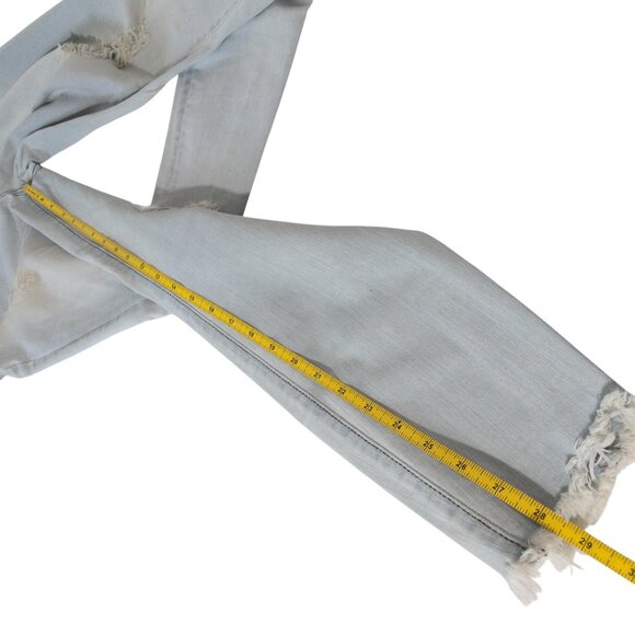 Kut from the Kloth Ankle Skinny White Light Blue Denim SZ 10 Raw Hem 28" L - Picture 6 of 13